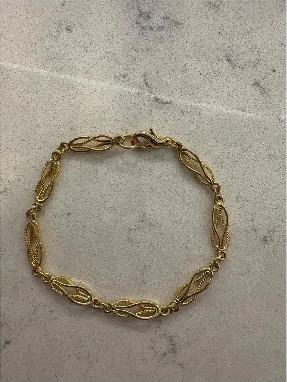 24k Gold Filigree Bracelet - 7 inches